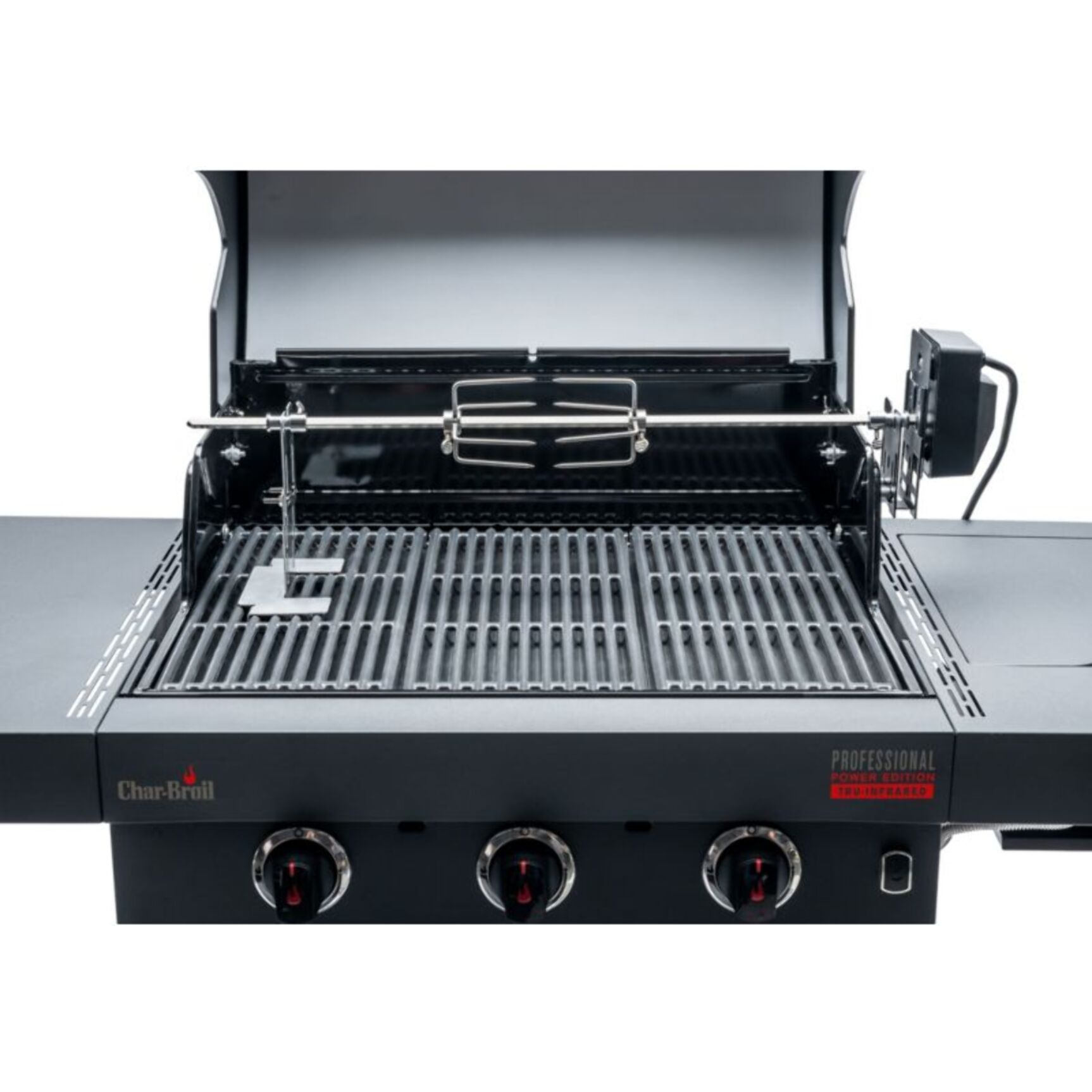 Tourne broche barbecue CHAR BROIL Inox avec boitier noir