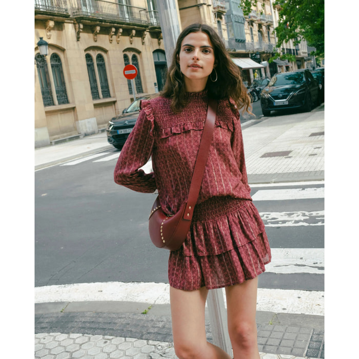 Blusa de manga larga con nido de abeja