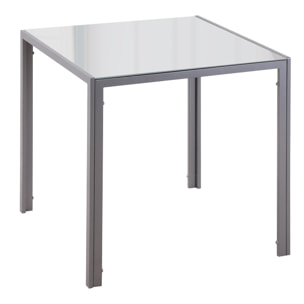 HOMCOM Mesa de Comedor de Cristal Mesa de Cocina Salón Cuadrada para 4 Personas con Patas de Metal 75x75x75 cm Gris