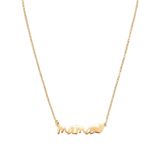 Collar Mamá Heart Plata Baño Oro