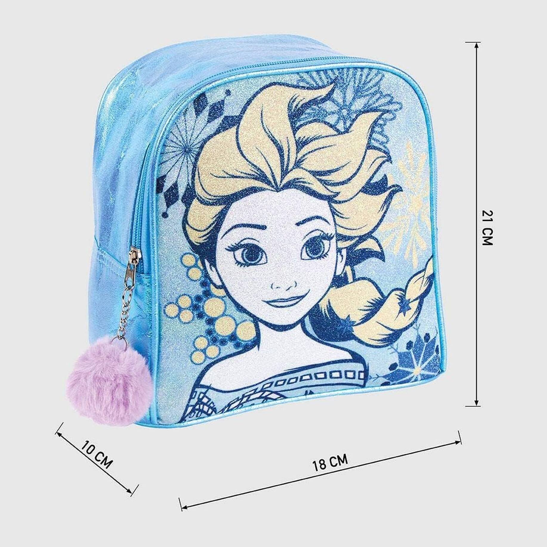 Mochila infantil de frozen - cierre de cremallera con pompón - 18 x 21 x 10 cm - mochila pequeña con costuras reforzadas