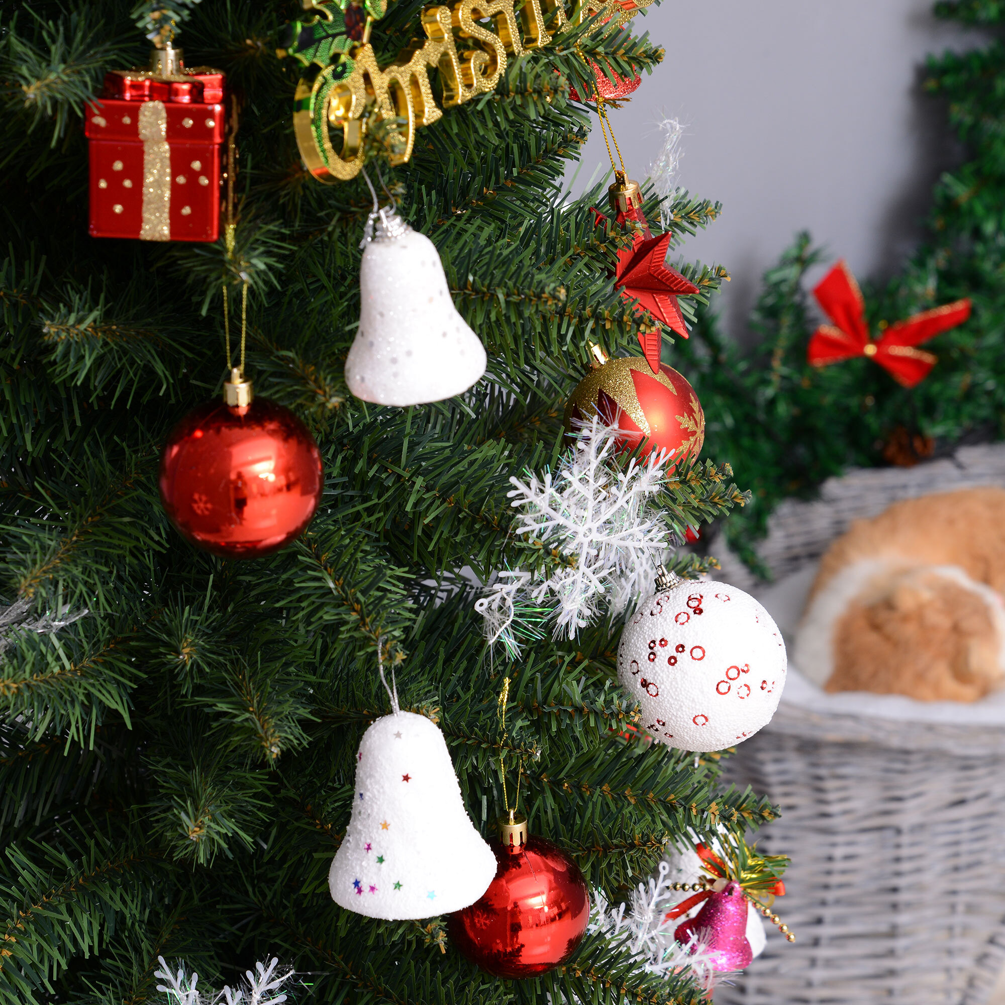 HOMCOM árbol de Navidad Artificial 210 cm Ignífugo con 499 Puntas de Rama PVC y Soporte de Metal Decoración Navideña para Interiores Fácil de Montar Verde