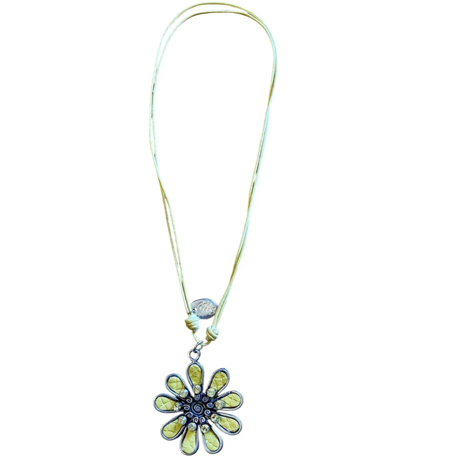 Collar largo margarita color con cristal de Sw Amarillo