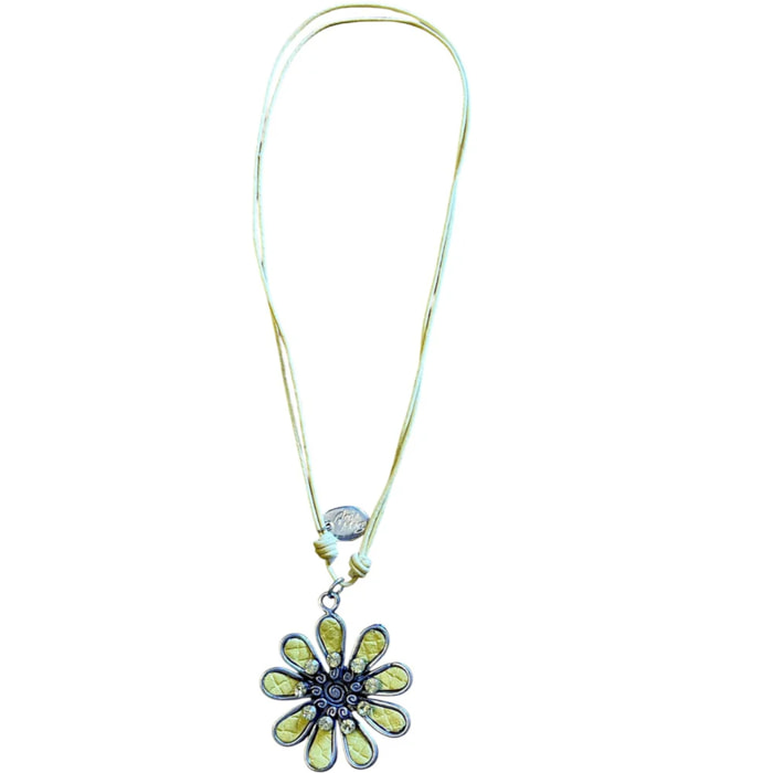 Collar largo margarita color con cristal de Sw Amarillo