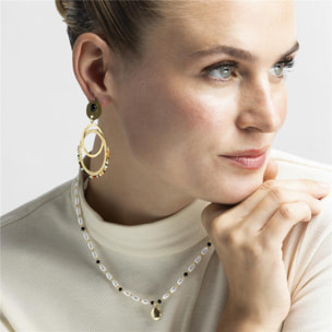 Pendientes con Cristal Multicolor acabado oro 18k