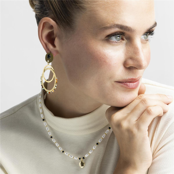 Pendientes con Cristal Multicolor acabado oro 18k