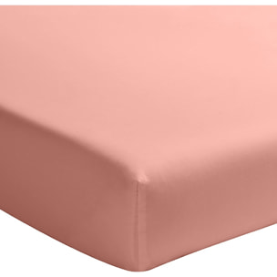 Drap housse - Bonnet 30cm 100% percale de coton lavé rose profond