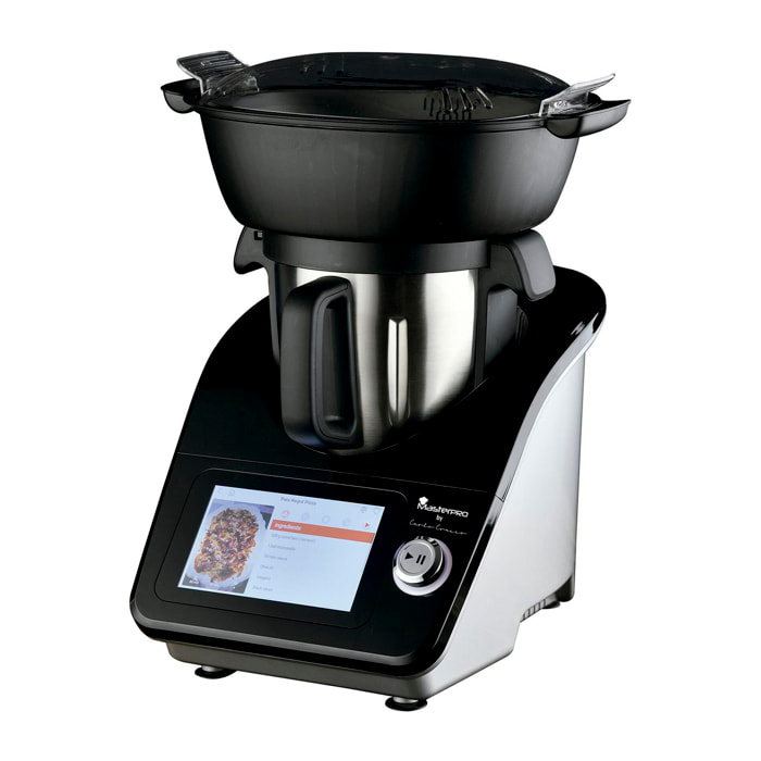 Robot de cocina 1000w de 4,5l de 12 programas con control de temperatura y temporizador masterpro by carlo cracco