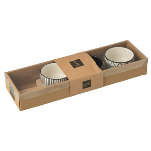 J-Line Service A Tapas 3 Sets+Plateau Bambou Boite Noir/Blanc