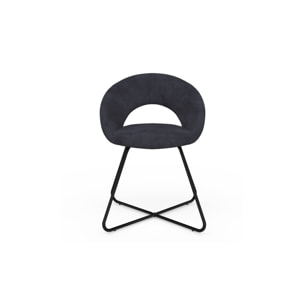 Chaises Malone en velours - Gris foncé / pied noir