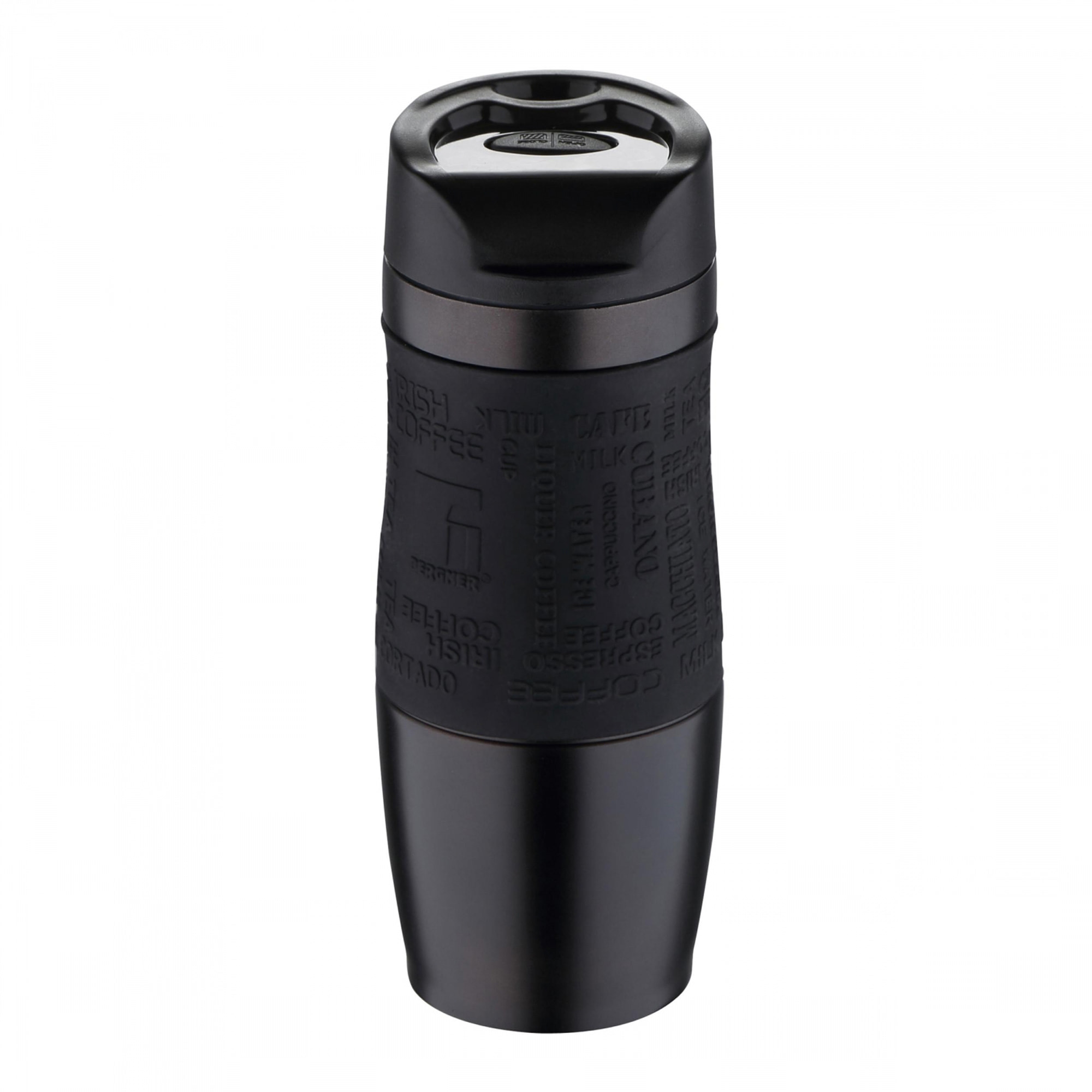 Termo mug 400ml acero inoxidable, colección Walking Anywhere negro-Bergner
