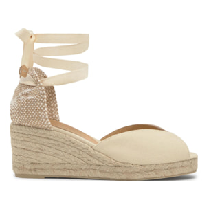 Sandalia de cuña Bilina estilo peep-toe en algodón orgánico