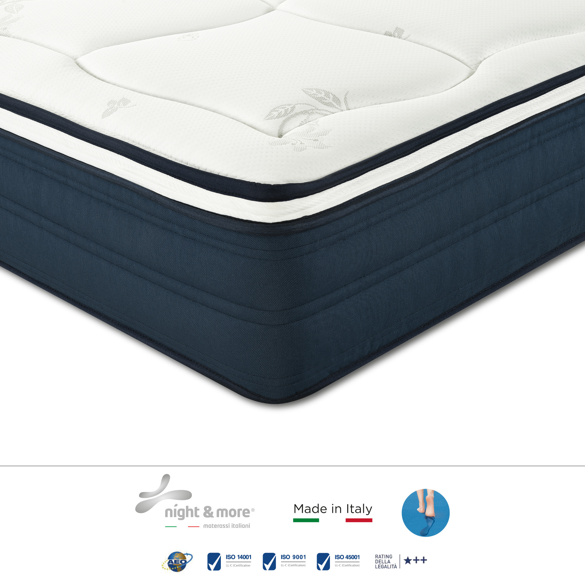 "Primula" H22 cm 160x200 coppia guanciali Memory OMAGGIO 2cm memory foam