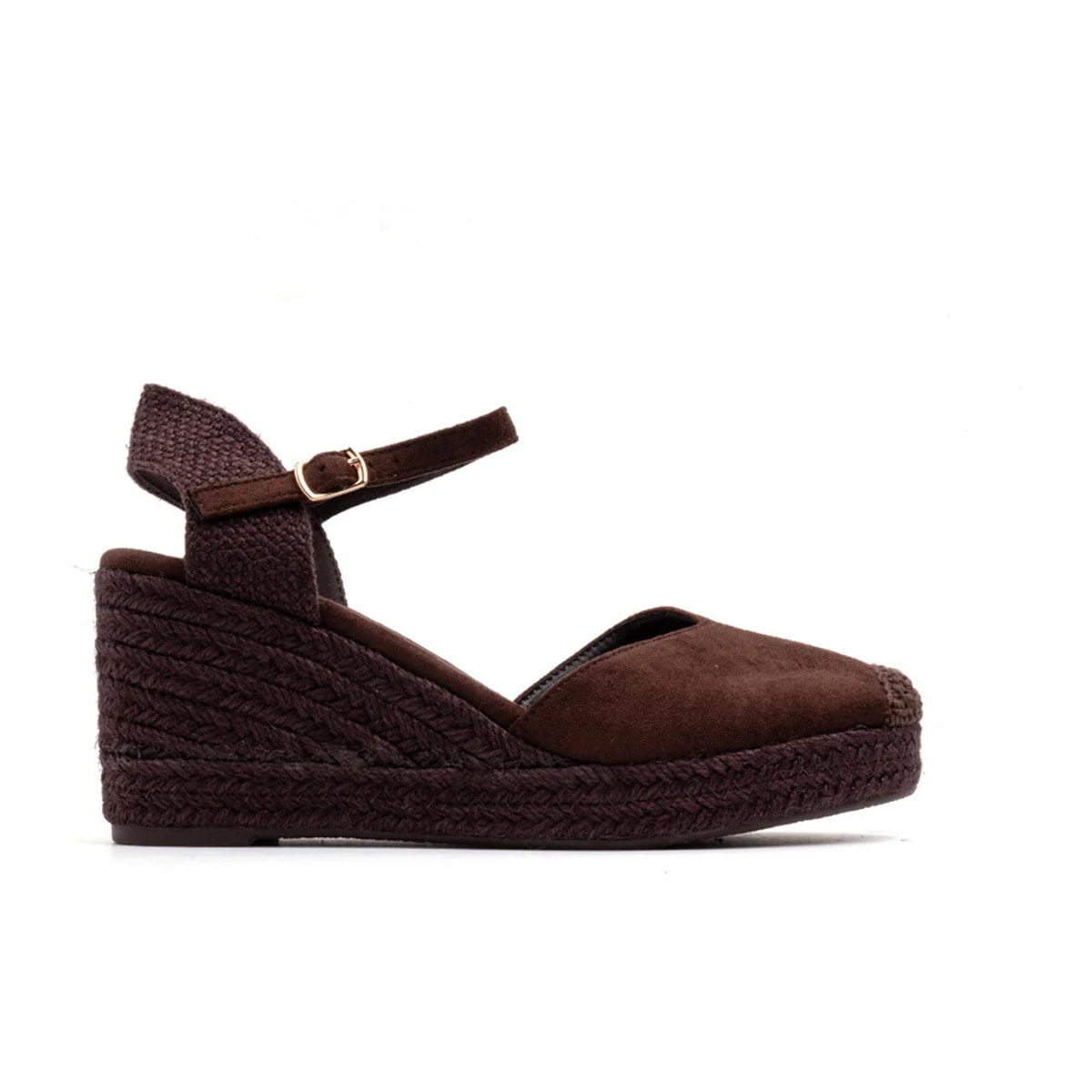 Espadrillas in simil camoscio con cinturino - MARRONE