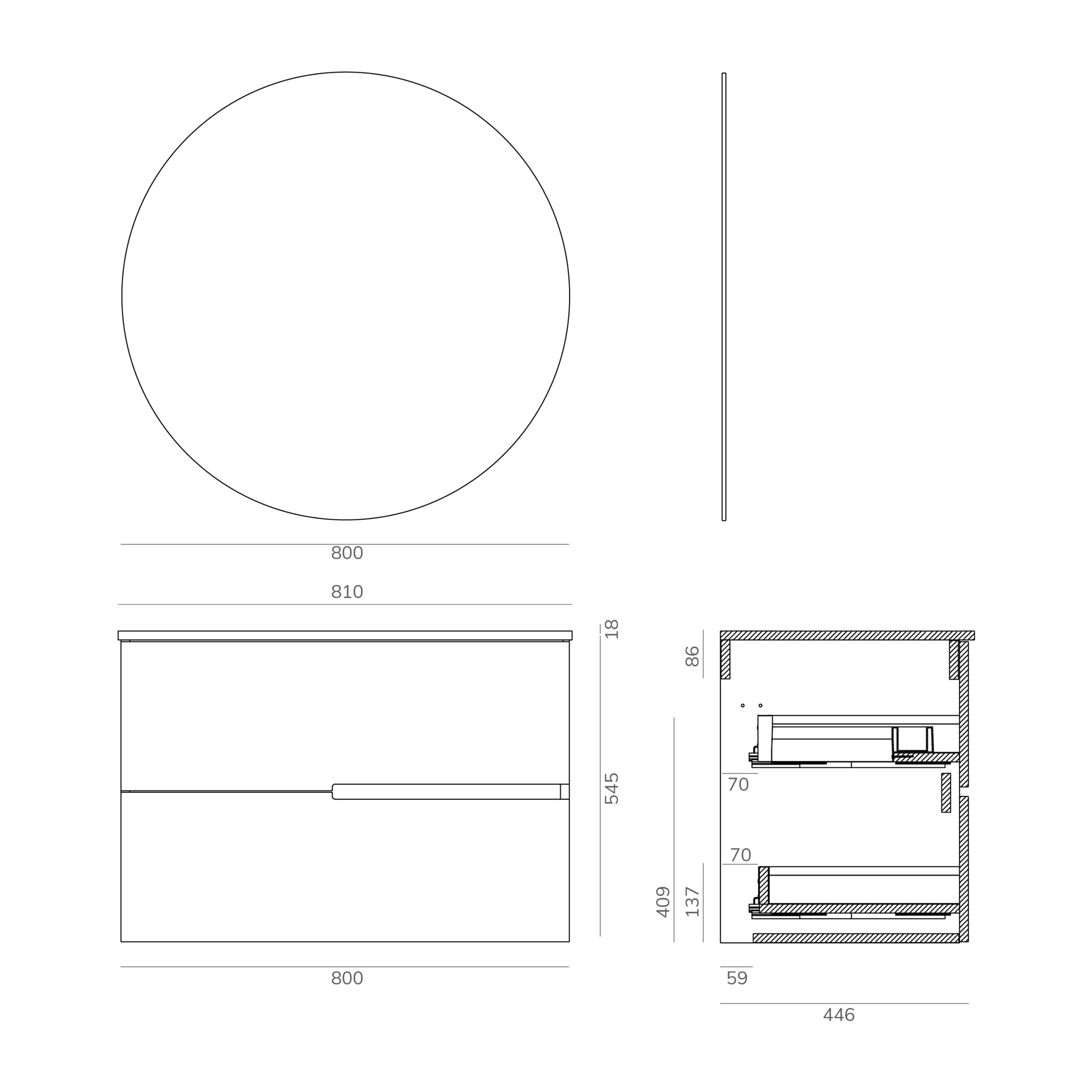 Ensemble de salle de bain MEMPHIS 2C, Alday, 80 cm, Teka