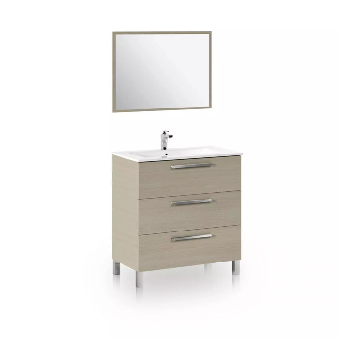 Pack de baño con lavabo cerámico Feel Roble