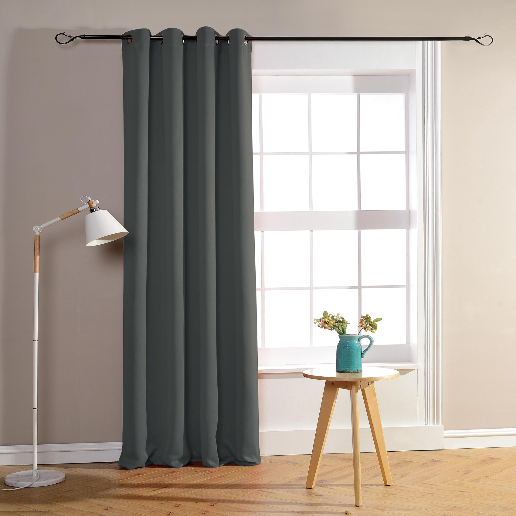 Rideau occultant pour chambre et salon - Gris anthracite