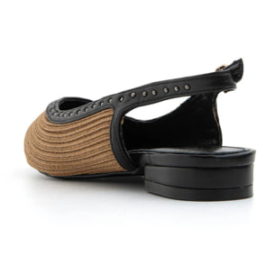 Slingback studded intrecciata - KHAKI