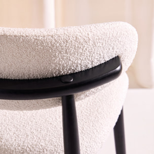 Tabouret de bar bois d'hévéa et tissu bouclette (lot de 2)  PAOLA