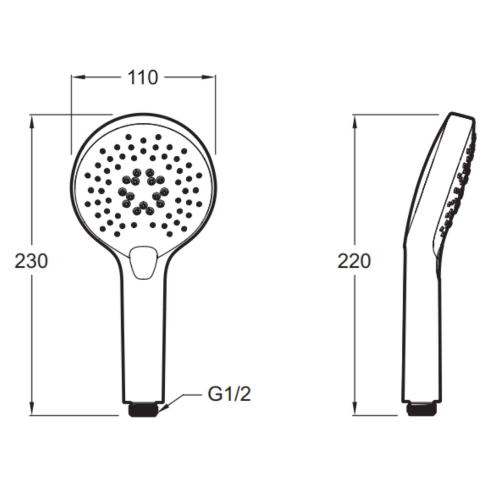 Pommeau de douche Metro chrome, 3 jets Economie d'eau