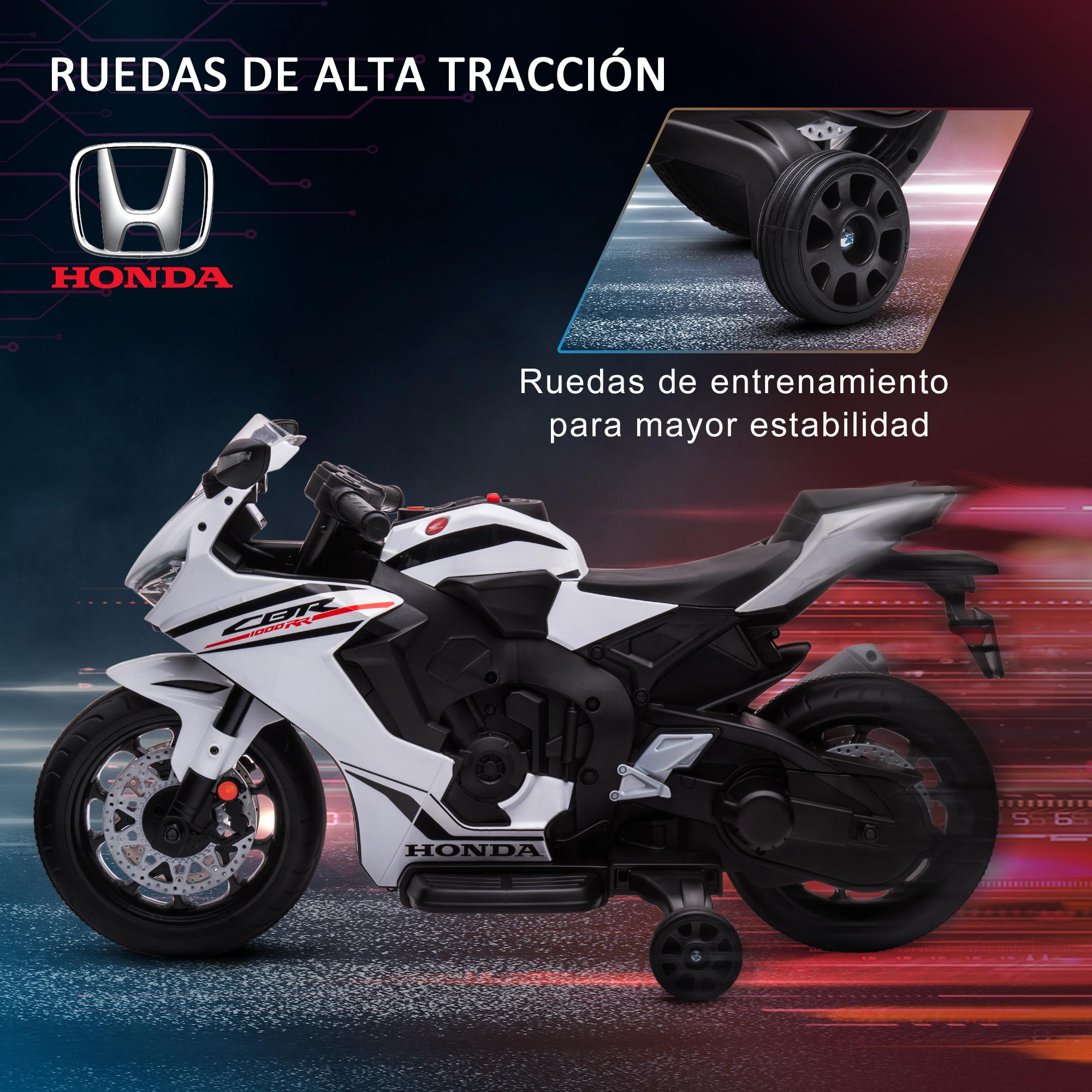 Moto Eléctrica HONDA para Niños de 3-5 Años Moto a Batería 6V 90x44x52 cm Blanco