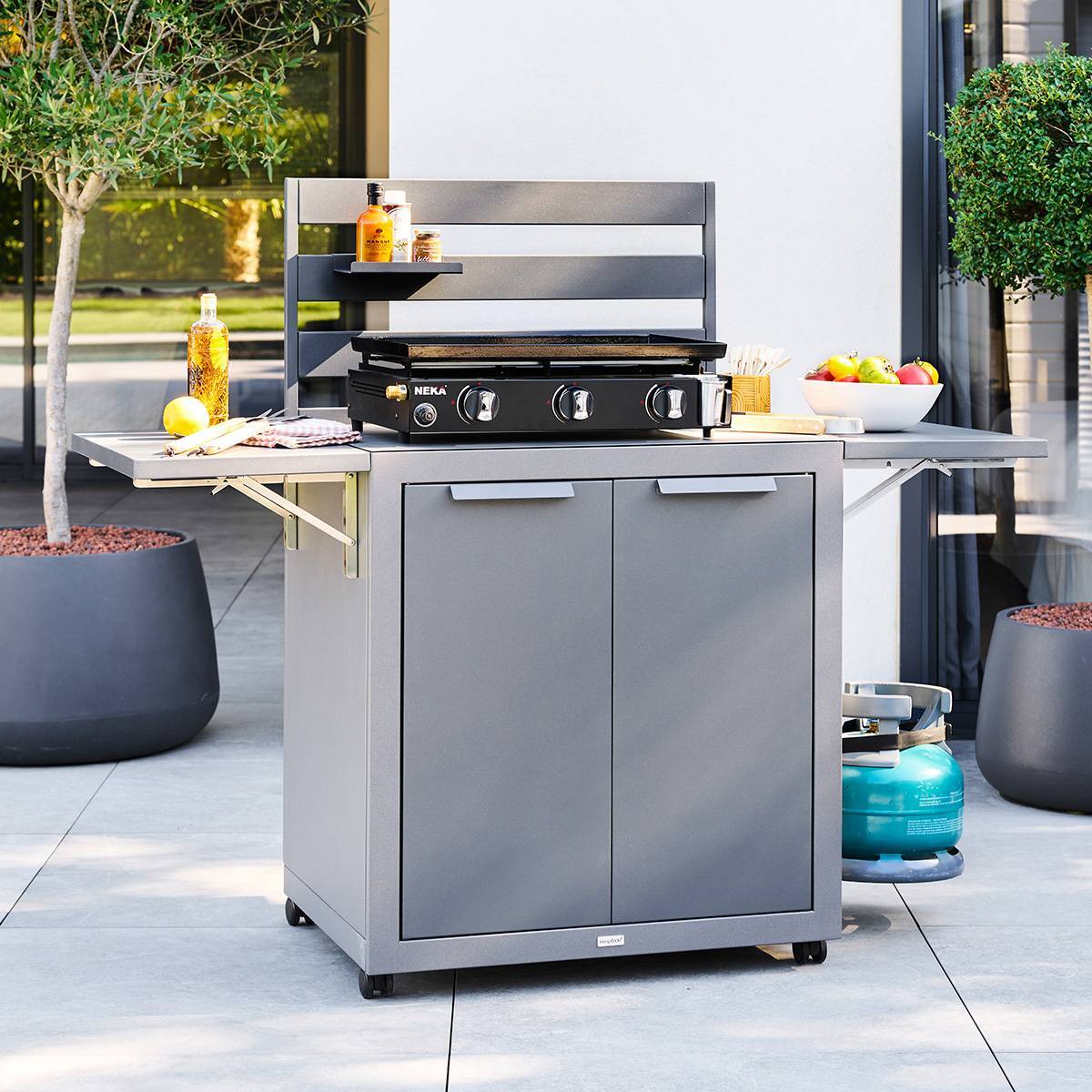 Desserte de jardin 2 portes Oxyana gris graphite