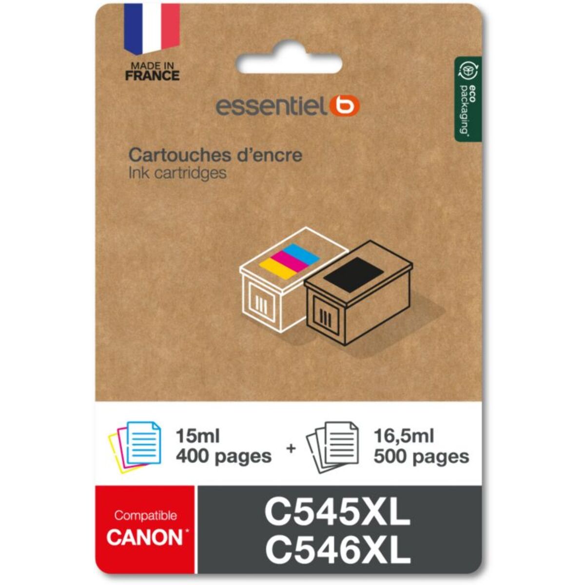 Cartouche d'encre ESSENTIELB Pack Compatible C545/C546 XL (Noir + 3 Couleurs Haute Capacité)