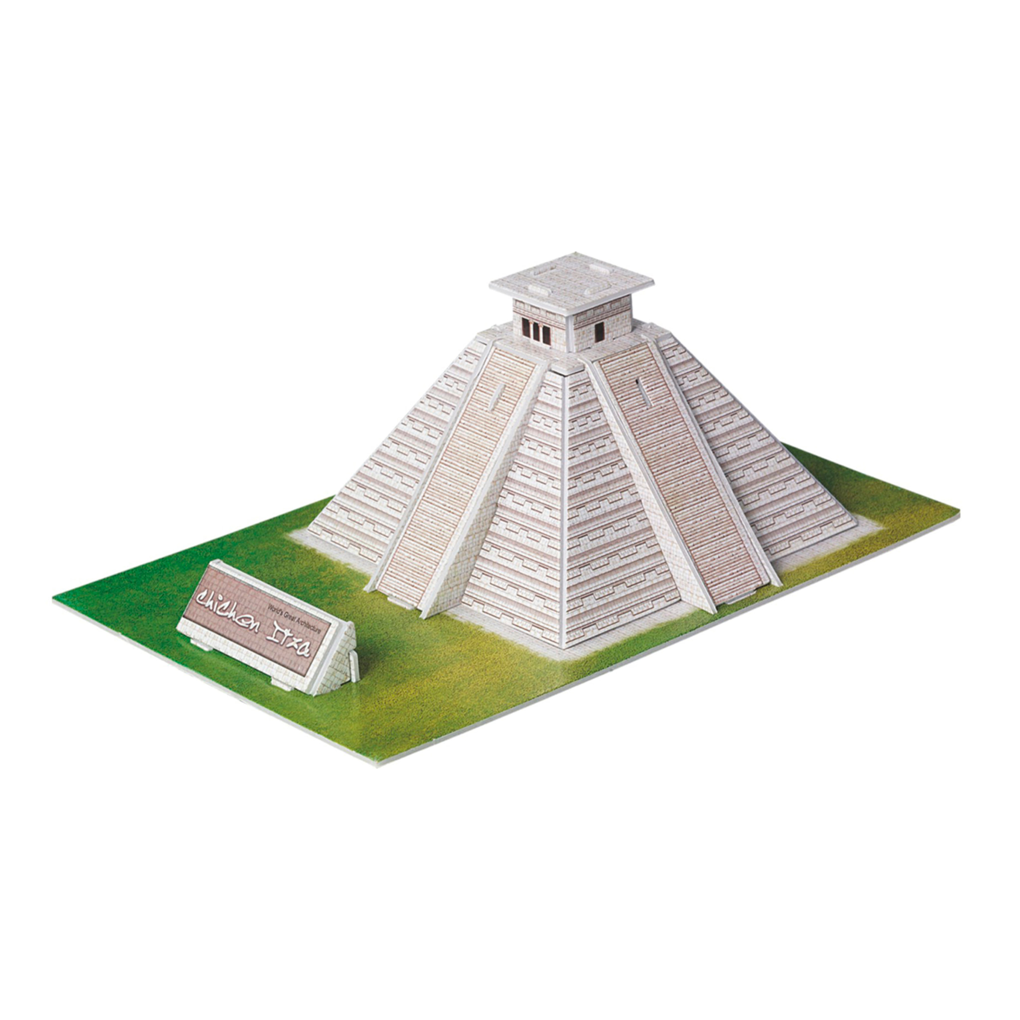 Puzle 3D de cartón de una Piramide Maya situada en México. 19 piezas.