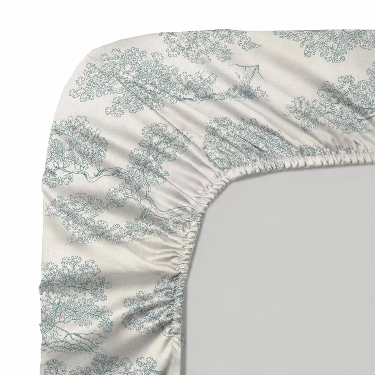 Drap housse b35 satin de coton 115 g/m² imprimé bleu beige Utopie encre