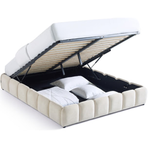 Lit coffre adulte en tissu chenille - NILSA