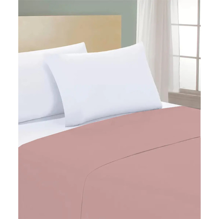 Lenzuolo superiore PERCALLE ROSA tinta unita per letto matrimoniale 100% Percalle di Cotone e Made in Italy