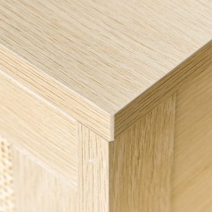 Conjunto 2 Mesitas de Noche Mesillas de Noche con Cajón de Ratán y Estante Inferior Carga 40 kg para Dormitorio Sala 40x40x48 cm Natural