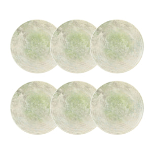Lot de 6 assiettes plates en porcelaine verte 26cm NATURA