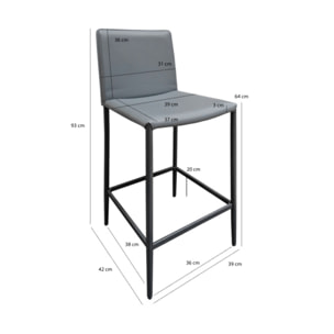 Chaise de bar avec dossier en simili & piétement en métal - SANDY