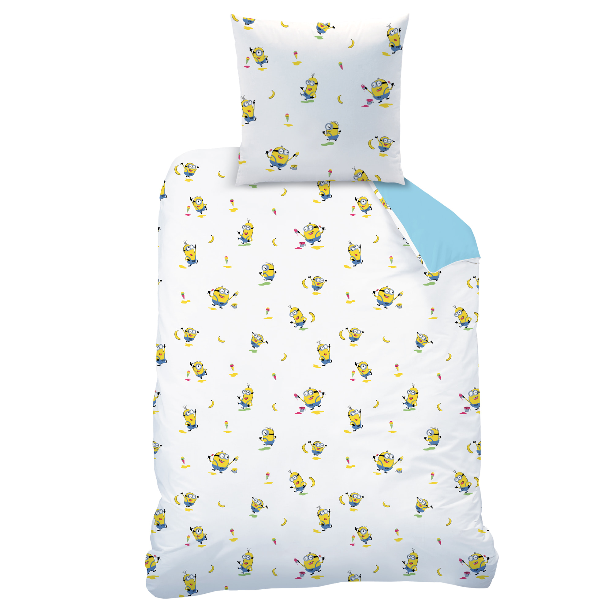 Parure de lit imprimée 100% coton, LES MINIONS FÊTE