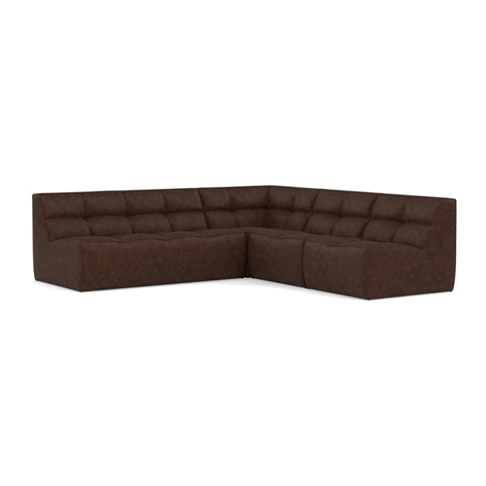 Alya - canapé modulable d'angle réversible 5 places en simili - Marron