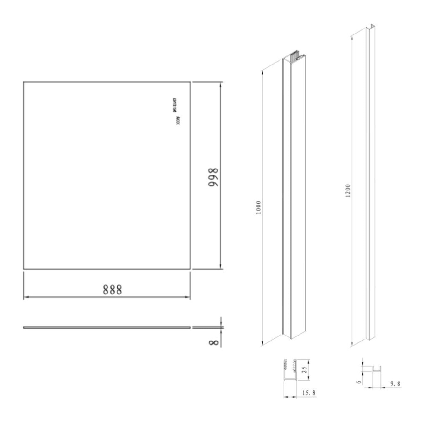 Pare-muret 100x90cm Paroi en verre Crystal Glass® 8 mm anticalcaire, avec bras et profilés chrome brillant (SATBWIS90KSPR)