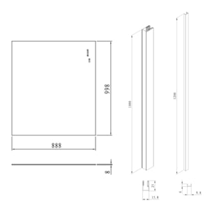 Pare-muret 100x90cm Paroi en verre Crystal Glass® 8 mm anticalcaire, avec bras et profilés chrome brillant (SATBWIS90KSPR)