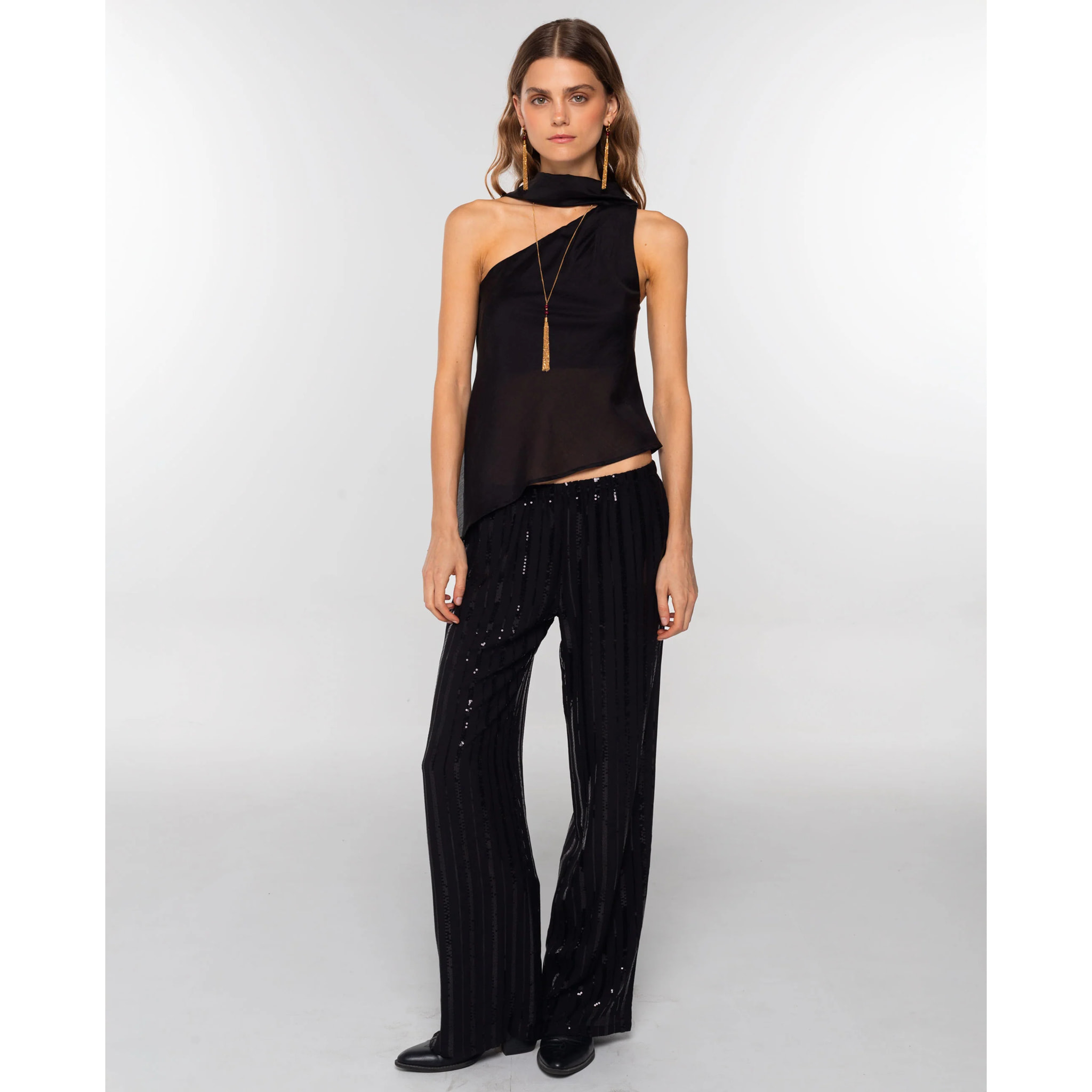 Pantalón fluido de mujer con lentejuelas