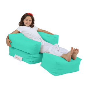 Sillón + puf para niños para exteriores turquesa