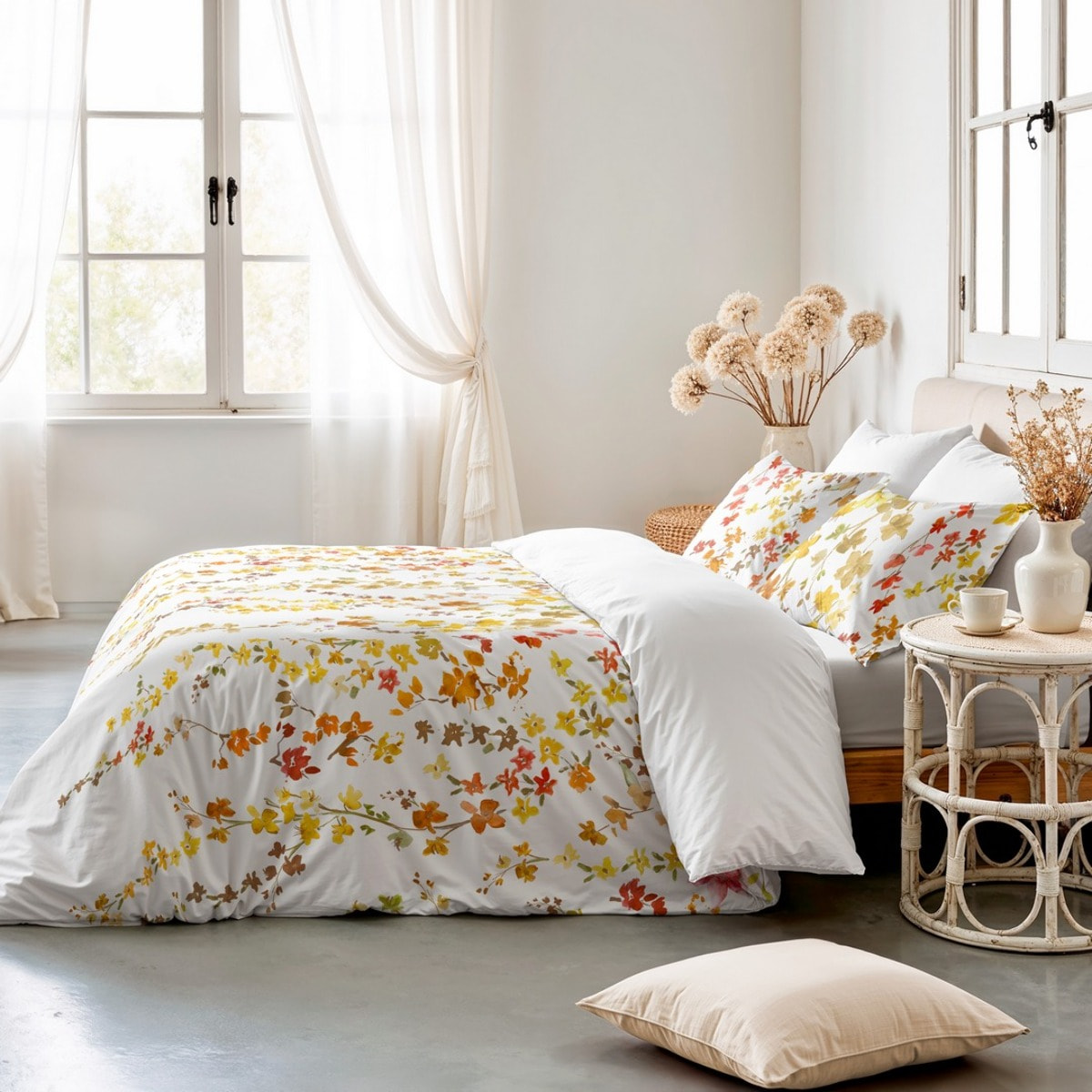 Funda nórdica 100% algodón 200 hilos Haku Amarillo