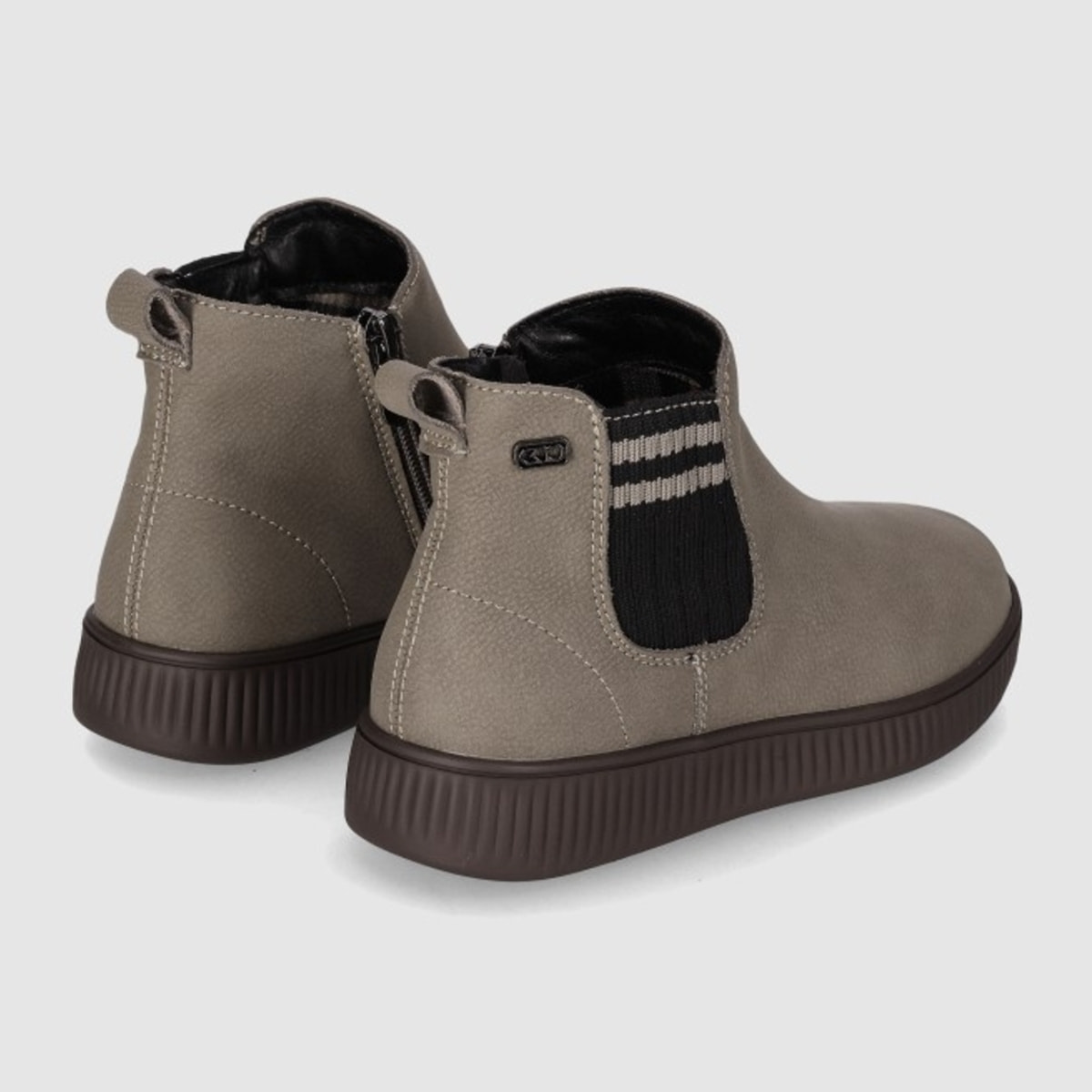 Botines de Piel - Taupe - Tacón: Bajo