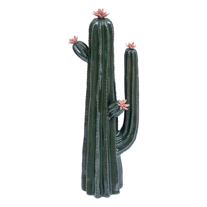 Cactus déco Exotic panama H.40cm céramique vert prairie