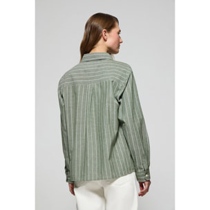 Camicia Scarlet a righe loose fit con chiusura a bottoni perlata