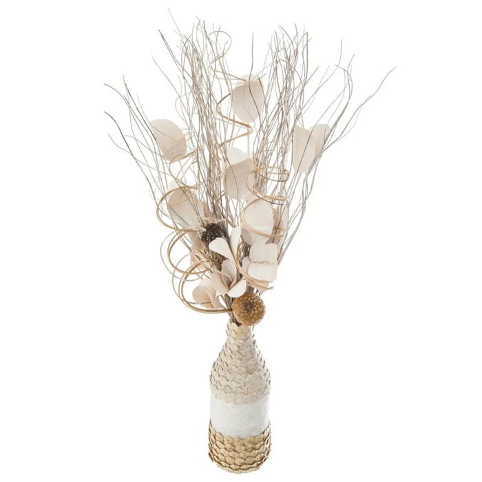 Composition florale artificielle vase osier H50cm