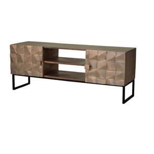 Mueble tv - madera de mango y bronce - 55x140x40cm