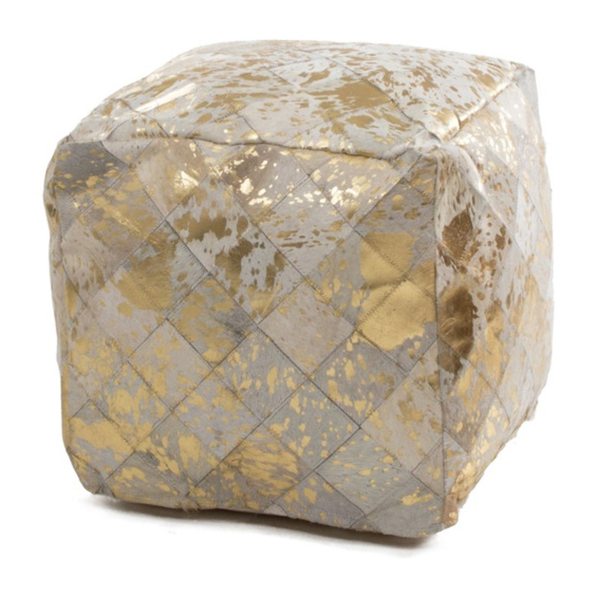 Pouf Eclipse 200 in pelle avorio e oro