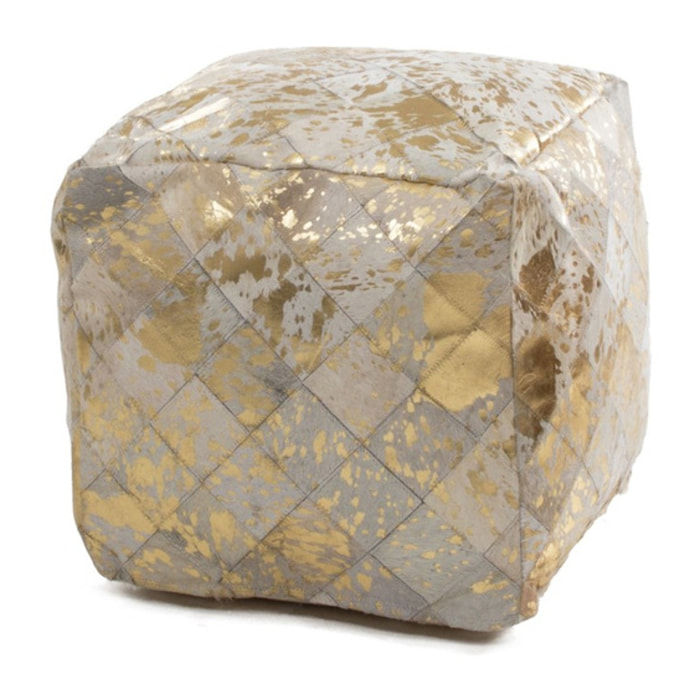 Pouf Eclipse 200 in pelle avorio e oro