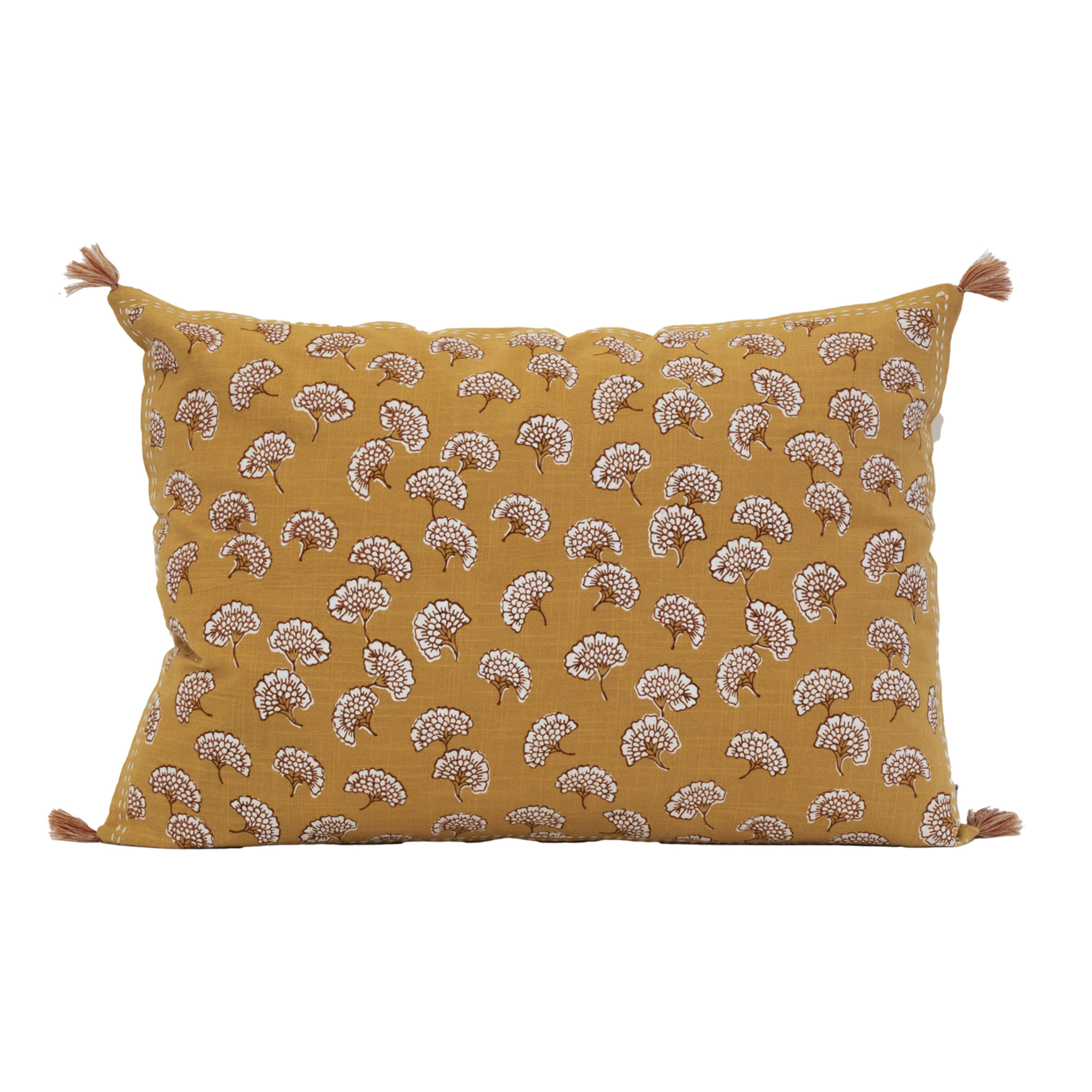 Coussin décoratif imprimé motif floral - Jaune