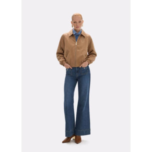 Giacca bomber in raso con bordo in pelliccia removibile